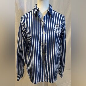 Lauren Ralph Lauren Striped Anchor Crest button down shirt Women’s size medium